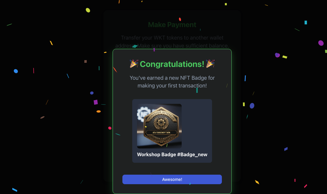 Confetti Celebration on New Badge Mint